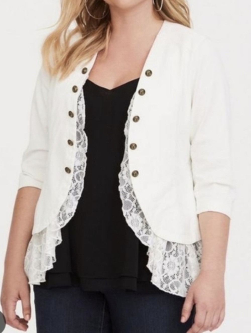 Torrid White Lace Trim-military Blazer...Size:1